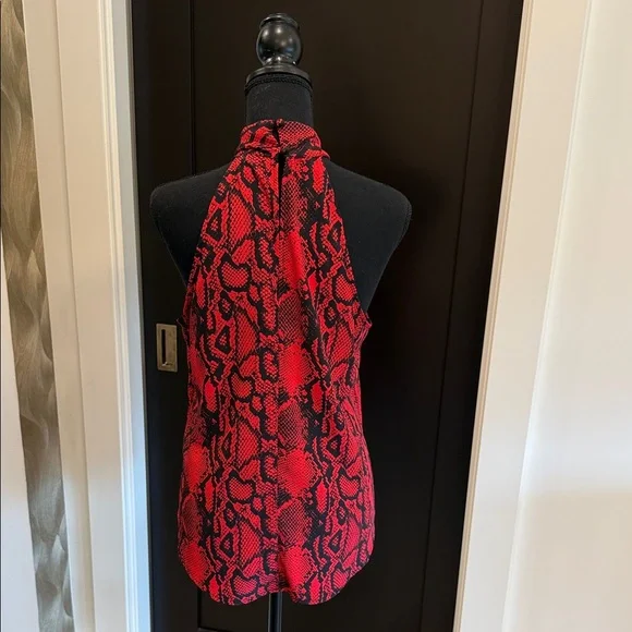 Veronica M Red and Black Snake Print Halter Top - Picture 3 of 5